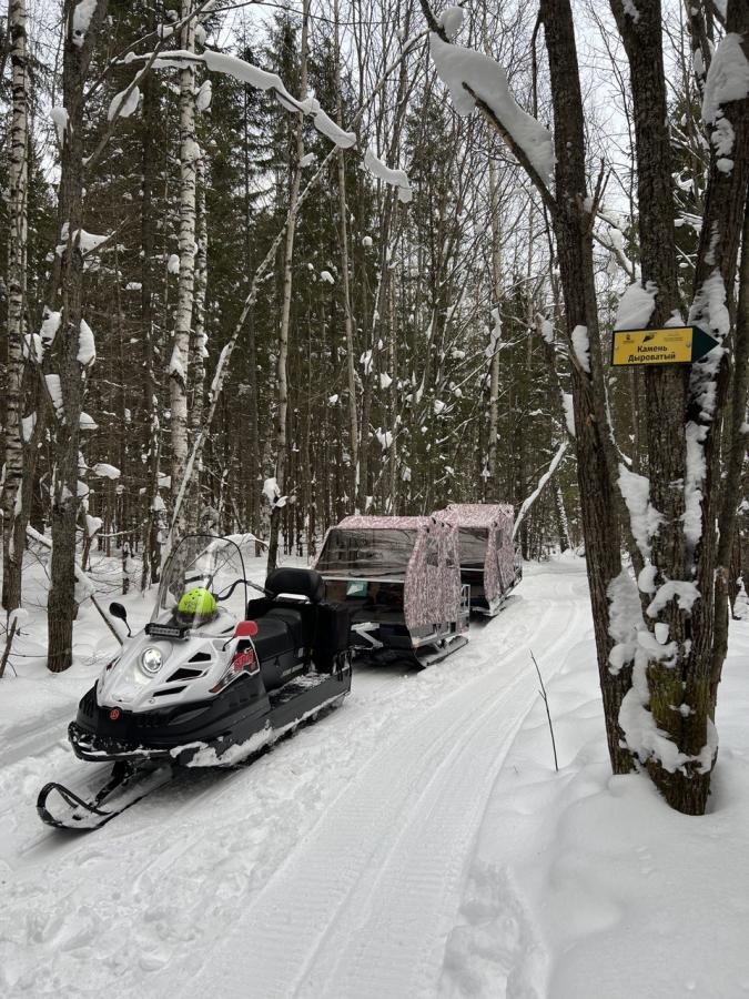 Усть-Койва: "Путешествие по долине реки Чусовая" на снегоходах (в санях), Мельничный ручей и камень Красный